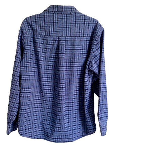 Club Room Blue Plaid Flannel Button Down Shirt Men's Large - Picture 5 of 8